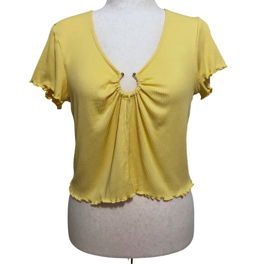 Jolie & Joy NWT Yellow Cropped Blouse Juniors 1X
